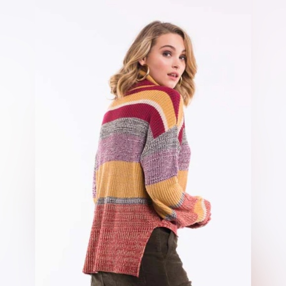 Urban outfitters Jodie Comer Free Guy Turtleneck Striped Sweater color block med - Picture 2 of 6